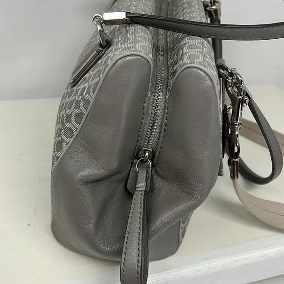 Coach Madeline Madison 25215 Gray Jacquard Leather Satchel Shoulder Crossbody